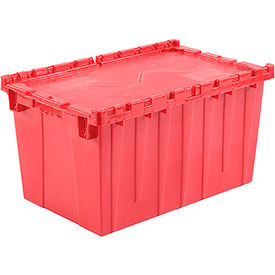 Global Industrial 257812RD Global Industrial™ Plastic Attached Lid Shipping & Storage Container 25-1/4x16-1/4x13-3/4 Red image.