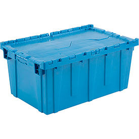 Global Industrial 257814BL Global Industrial™ Plastic Attached Lid Shipping and Storage Container 27-3/16x16-5/8x12-1/2 BL image.