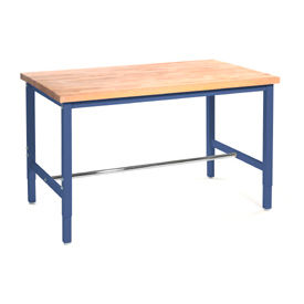 Global Industrial 606985BL Global Industrial™ 60 x 36 Adjustable Height Workbench Square Tube Leg - Maple Square Edge Blue image.