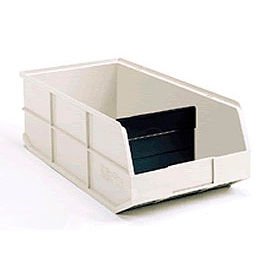 Akro-Mils 30358BEIGE AkroBins® 1800 Series 30358 - Stackable Shelf Bin 11"W x 20-1/2"D x 7"H Beige With One Divider image.