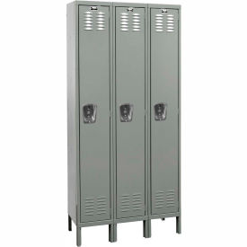 Hallowell U3226-1HG Hallowell® 1-Tier 3 Door Premium Locker, 36"W x 12"D x 66"H, Dark Gray, Unassembled image.