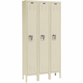 Hallowell U3588-1PT Hallowell® 1-Tier 3 Door Premium Locker, 45"W x 18"D x 78"H, Tan, Unassembled image.