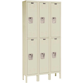 Hallowell U3288-2PT Hallowell® 2-Tier 6 Door Premium Locker, 36"W x 18"D x 78"H, Tan, Unassembled image.