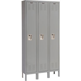 Hallowell U3558-1A-HG Hallowell® 1-Tier 3 Door Premium Locker, 45"W x 15"D x 78"H, Dark Gray, Assembled image.