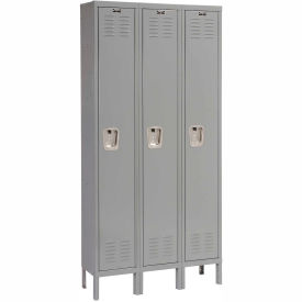 Hallowell U3588-1A-HG Hallowell® 1-Tier 3 Door Premium Locker, 45"W x 18"D x 78"H, Dark Gray, Assembled image.