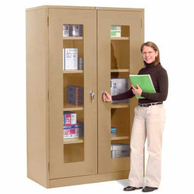 Global Industrial 237668TN Global Industrial™ Clear View Storage Cabinet Assembled 48x24x78 - Tan image.