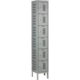 Hallowell U1258-6HDV-HG Hallowell® 6-Tier 6 Door Heavy Duty Ventilated Locker, 12"W x 15"D x 78"H,Dark Gray,Unassembled image.