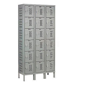 Hallowell U3258-6HDV-HG Hallowell® 6-Tier 18 Door Heavy Duty Ventilated Locker, 36"Wx15"Dx78"H, Dark Gray, Unassembled image.