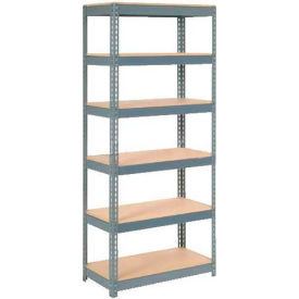 Global Industrial B2297282 Global Industrial 6 Shelf, Extra HD Boltless Shelving, Starter, 36"W x 12"D x 72"H, Wood Deck, USA image.