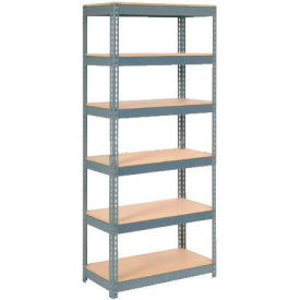 Global Industrial B2297242 Global Industrial 6 Shelf, Extra HD Boltless Shelving, Starter, 36"W x 24"D x 72"H, Wood Deck, USA image.