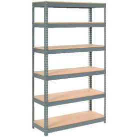 Global Industrial 255689 Global Industrial 6 Shelf, Extra HD Boltless Shelving, Starter, 48"W x 12"D x 72"H, Wood Deck image.