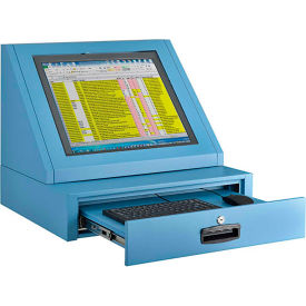 Global Industrial 273114BL Global Industrial™ Countertop LCD Console Computer Cabinet, Blue image.