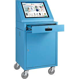 Global Industrial 273115BL Global Industrial™ Mobile LCD Console Computer Cabinet, Blue image.