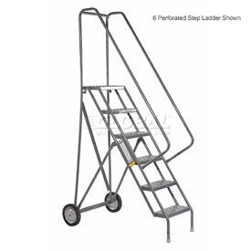 3 Step All-Terrain Rolling Steel Ladder - Perforated Tread - 450 Lbs. Capacity