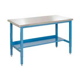 Global Industrial 242262BL Global Industrial™ 60x30 Adj. Height Workbench Square Tube Leg, Stainless Steel Square Edge BL image.