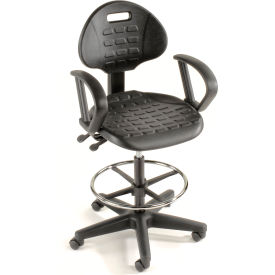 Global Industrial 250627 Interion® 5-Way Black Adjustable Ergonomic Stool With Arms image.