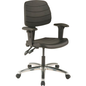 Interion Office Chair With Mid Back & Adjustable Arms, Polyurethane, Black