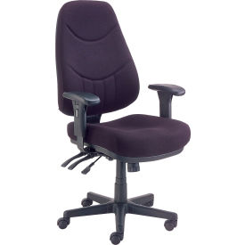 Global Industrial 250575BK Interion® Multifunction Chair With Mid Back, Adjustable Arms, Fabric, Black Seat/Black Base image.