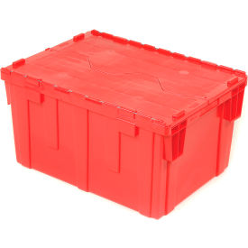 Global Industrial 238148RD Global Industrial™ Plastic Attached Lid Shipping & Storage Container 28-1/8x20-3/4x15-5/8 Red image.
