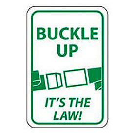 National Marker Company TM135J Reflective Aluminum Sign - Buckle Up Its The Law- .080" Thick, TM135J image.