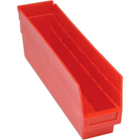 QSB203RD Quantum Plastic Shelf Storage Bin - QSB203 Nestable 4-1/8"W x 17-7/8"D x 6"H Red