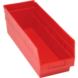 QSB204RD Quantum Plastic Shelf Storage Bin - QSB204 Nestable 6-5/8"W x 17-7/8"D x 6"H Red