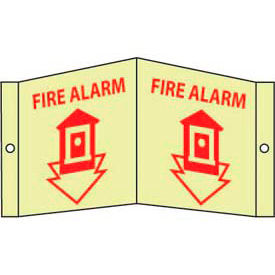 National Marker Company GLV3 Fire Alarm Sign - Glow Acrylic 8 x 14-1/2 image.