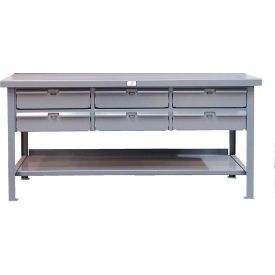 StrongHold Storage Workbench W/ 6 Drawers & Shelf, Maple Square Edge, 60 StrongHold Storage Workbench W/ 6 Drawers & Shelf, Maple Square Edge, 60