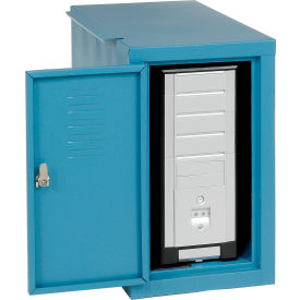 Global Industrial 253700BL Global Industrial™ Security Computer CPU Enclosed Cabinet Side Car, Blue image.
