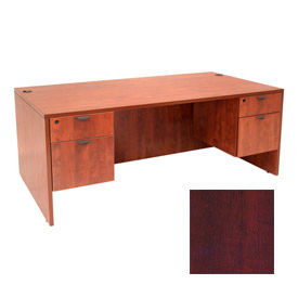 71Inch Desk with Hanging Peds in Mahogany - Manager Series view 2