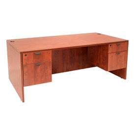 66 Inch Desk with Hanging Pedestals in Mahogany - Manager view 2