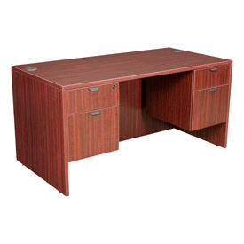 60 Inch Desk with Hanging Peds in Mahogany - Manager Series view 2