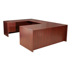 Regency 71 Inch U Shape Workstation in Mahogany - Manager Series 