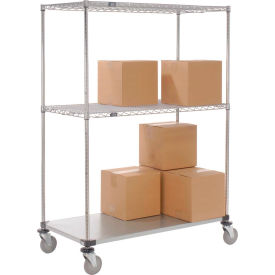 Global Industrial 251281 Nexel® Open Sided Wire Exchange Truck w/3 Shelves, 800 lb. Capacity, 36"L x 18"W x 69"H image.