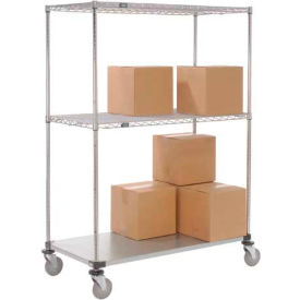 Global Industrial 251282 Nexel® Open Sided Wire Exchange Truck w/3 Shelves, 800 lb. Capacity, 48"L x 18"W x 69"H image.