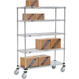Global Industrial 251286 Nexel® Open Sided Wire Exchange Truck w/5 Shelves, 800 lb. Capacity, 48"L x 18"W x 69"H image.