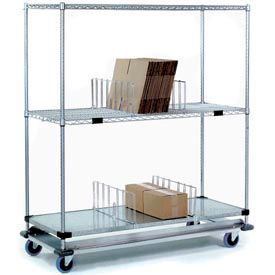 Global Industrial 251287 Nexel® Open Sided Wire Exchange Truck w/3 Shelves, 1000 lb. Capacity, 36"L x 18"W x 69"H image.
