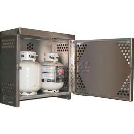 Securall  A&A Sheet Metal Products LP2S Aluminum Vertical Gas Cylinder Cabinet - 2 Cylinder Capacity, Manual Close image.