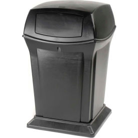 Rubbermaid Commercial Products FG917188BEIG Rubbermaid® Plastic Square Trash Can, 2 Doors, 45 Gallon, Beige image.