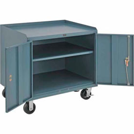 Global Industrial 253755 Global Industrial™ Mobile Service Bench Cabinet w/ Steel Square Edge Top, 36"W x 26"D, Gray image.