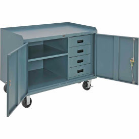 Global Industrial Mobile Drawer Workbench Cabinet w/ Steel Square Edge Top, 48