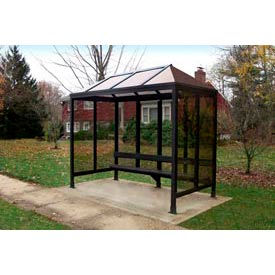 Handi-Hut Inc 3-1AVPH Smoking Shelter Vented Poly-Hip Roof Three Sided With Open Front 76" X 28" image.