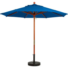 Grosfillex 98949731 Grosfillex® 7 Wooden Market Outdoor Umbrella, Blue image.