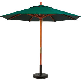 Grosfillex 9' Wooden Market Outdoor Umbrella, Green