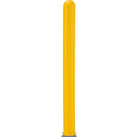 Global Industrial 238818YL Global Industrial™ Smooth Bollard Post Sleeve, 4" HDPE Dome Top, Yellow image.