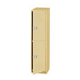 Global Industrial 238851PY Global Industrial™ 2-Tier 2 Door Heavy Duty Locker, 18"W x 18"D x 75"H, Putty, All-Welded image.