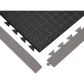 Tennesee Mat Co 502.58X3X3BK Wearwell® Rejuvenator Squared Interlocking Tile 5/8" Thick 3 x 3 Black image.