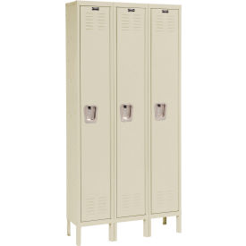 Hallowell U3818-1PT Hallowell® 1-Tier 3 Door Premium Locker, 54"W x 21"D x 78"H, Tan, Unassembled image.