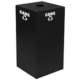 Witt Company 28GC01-CB  Steel Recycling Container with Bottle & Can Opening - 28 Gal. Cap. Black image.