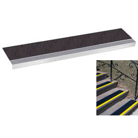 Grit Surface Aluminum Stair Tread Glued Down 11"D 42"W, Grayblack